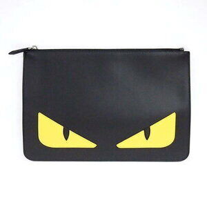 Fendi Bugs Eye Clutch Bag Black Yellow Monster Flat